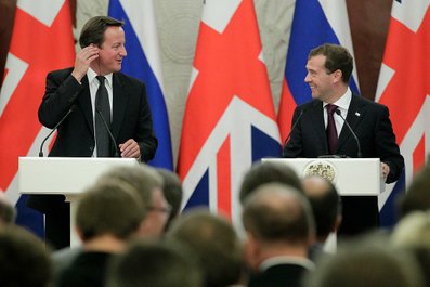 Cameron and Medvedev in Moscow, September 2011