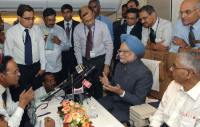 Manmohan Singh with press