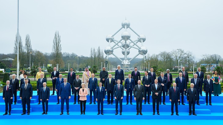 The summit photo had Brussels' Atomium as its backdrop (Image: Klaus Iohannis/X)