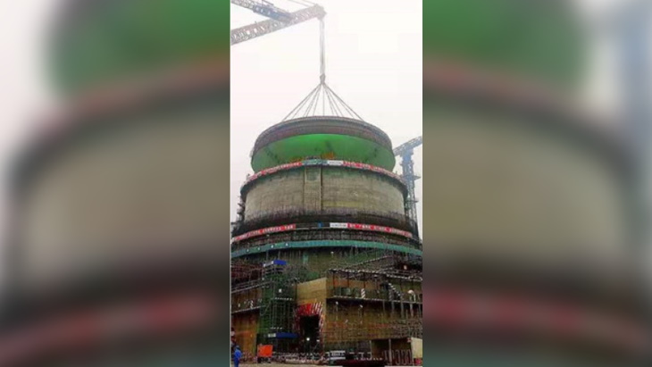 Dome in place at second Fangchenggang Hualong One