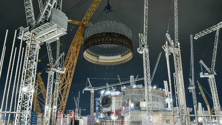 In Pictures: Giant crane lifts final steel liner ring at Hinkley Point C unit 1