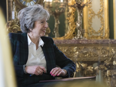 Theresa May after speech, 17 January 2017 (Crown Copyright) 460x307